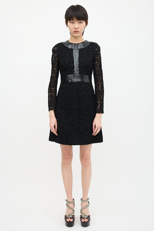 Saint Laurent FW 2014 Sequined Lace Dress
