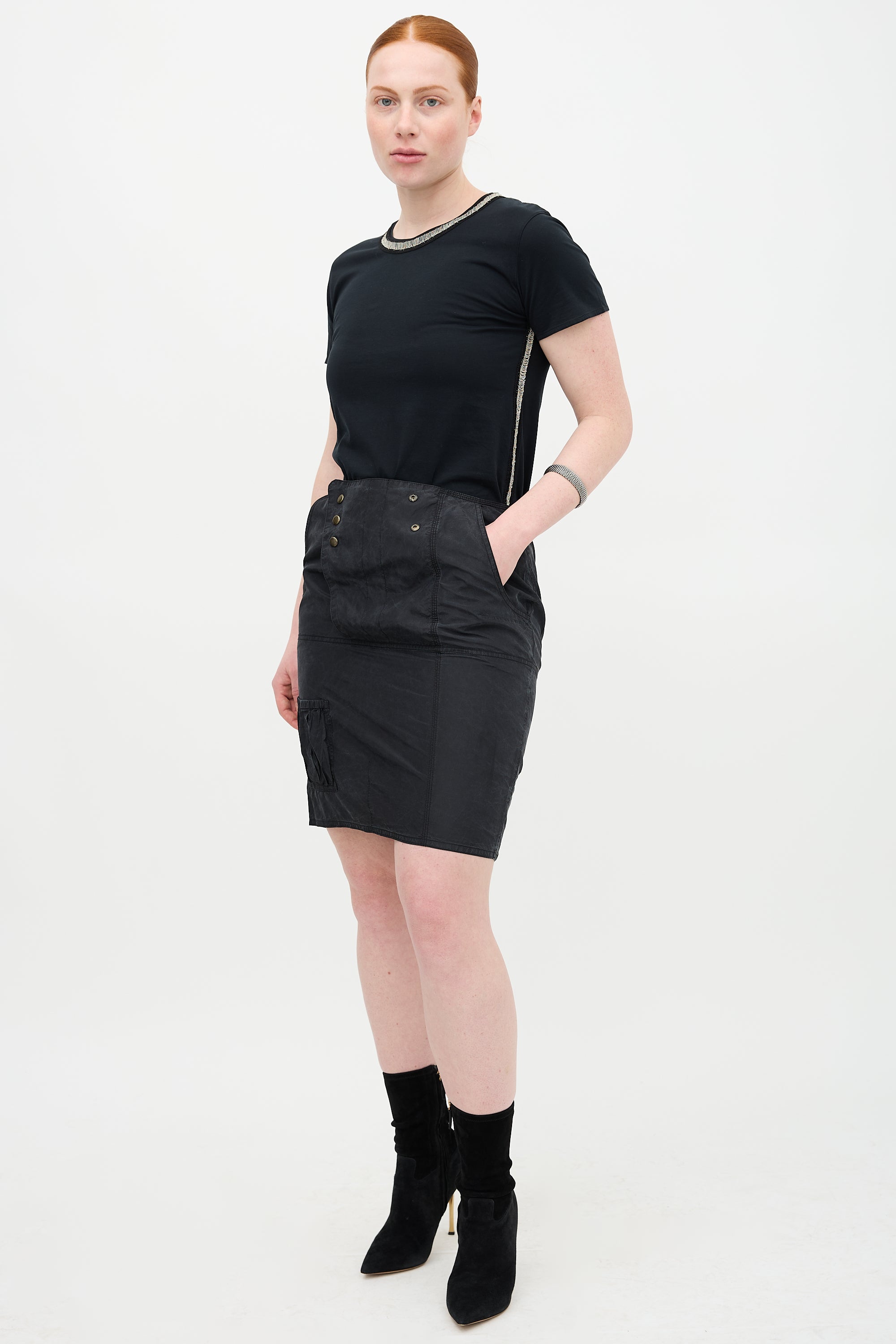Saint Laurent Silk Zip Skirt