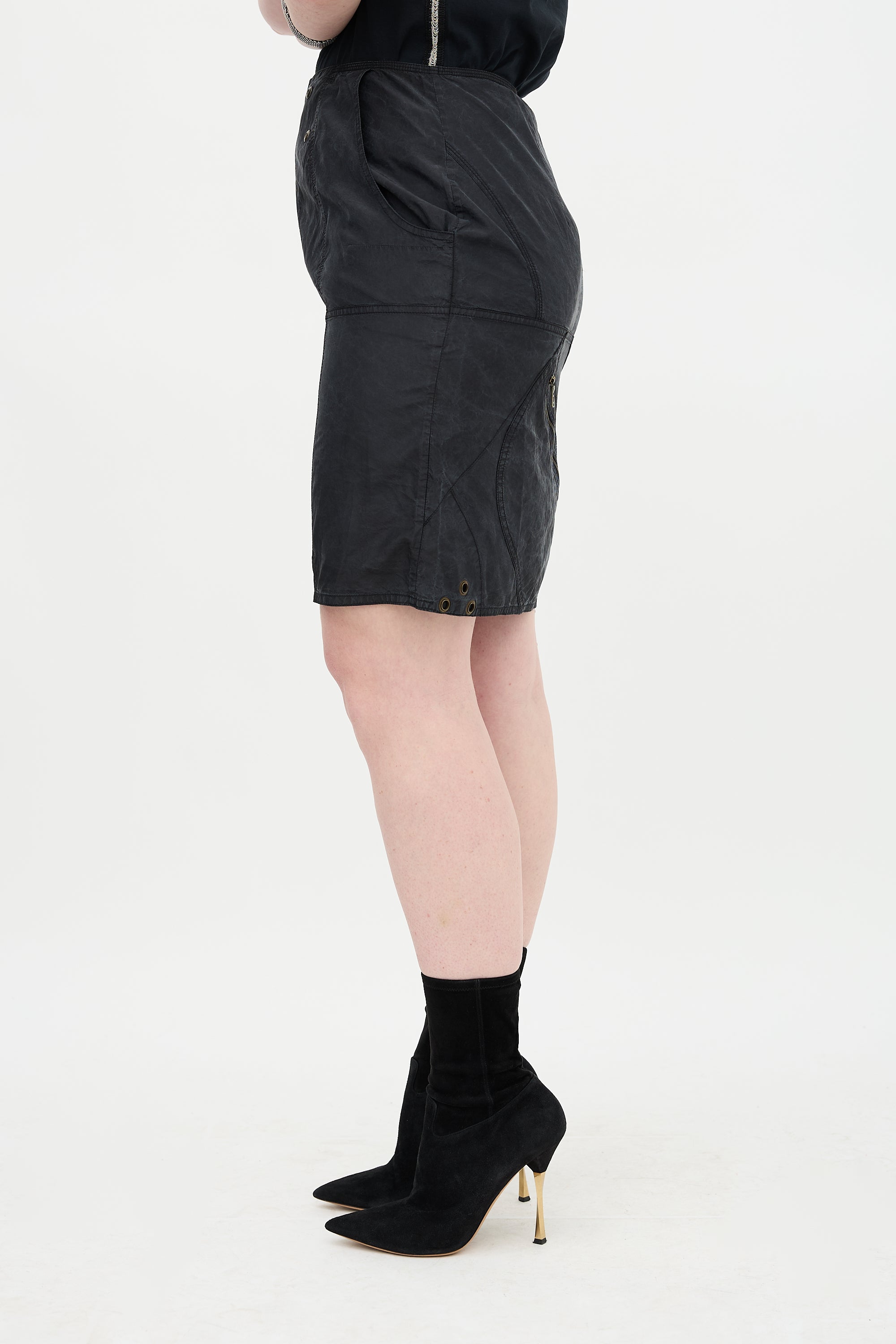 Saint Laurent Silk Zip Skirt