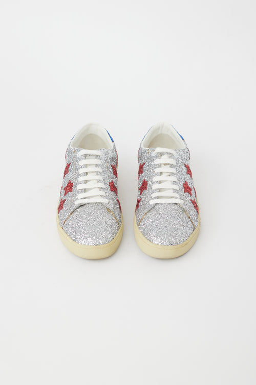 Saint Laurent Silver & Multi Glitter Court Sneaker