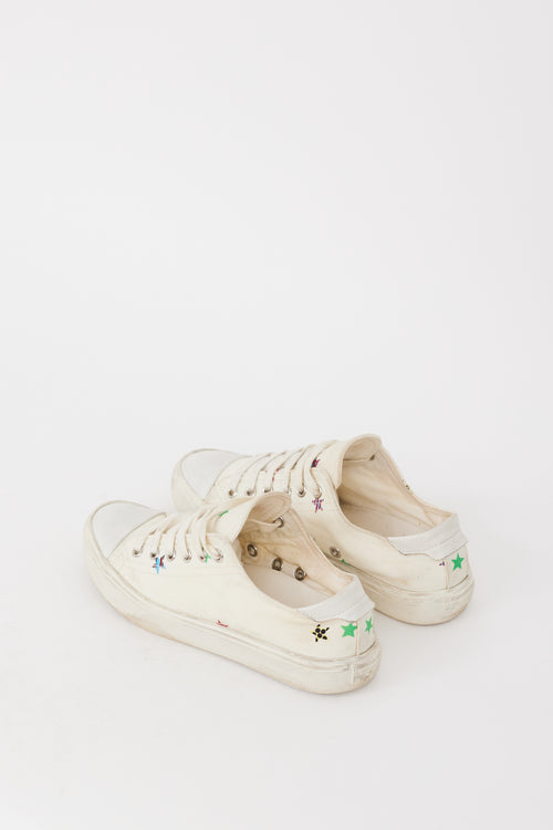 Saint Laurent White & Multicolour Canvas Printed Sneaker
