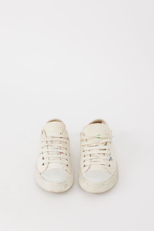 Saint Laurent White & Multicolour Canvas Printed Sneaker