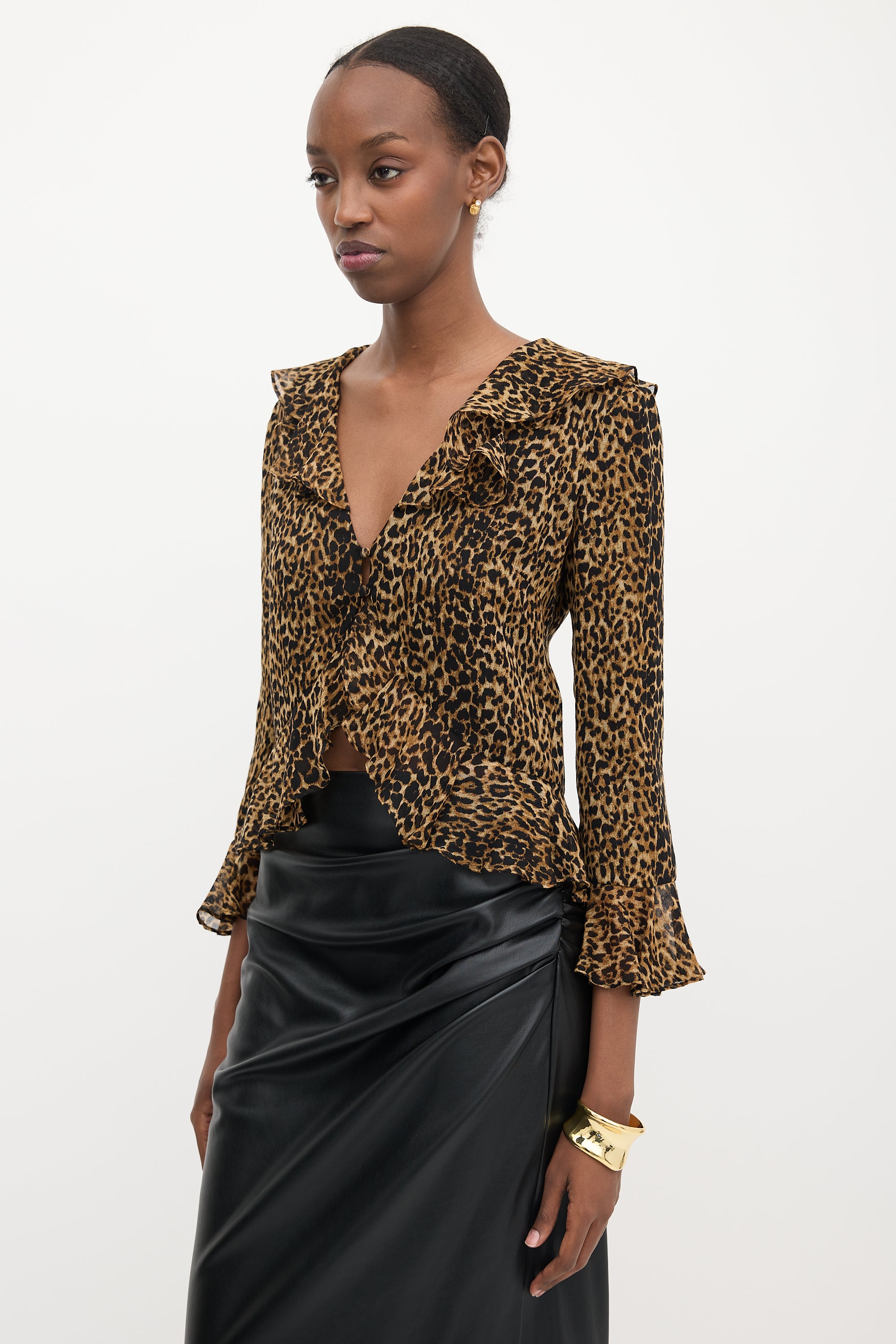 Saint Laurent Wool Sheer Printed Blouse
