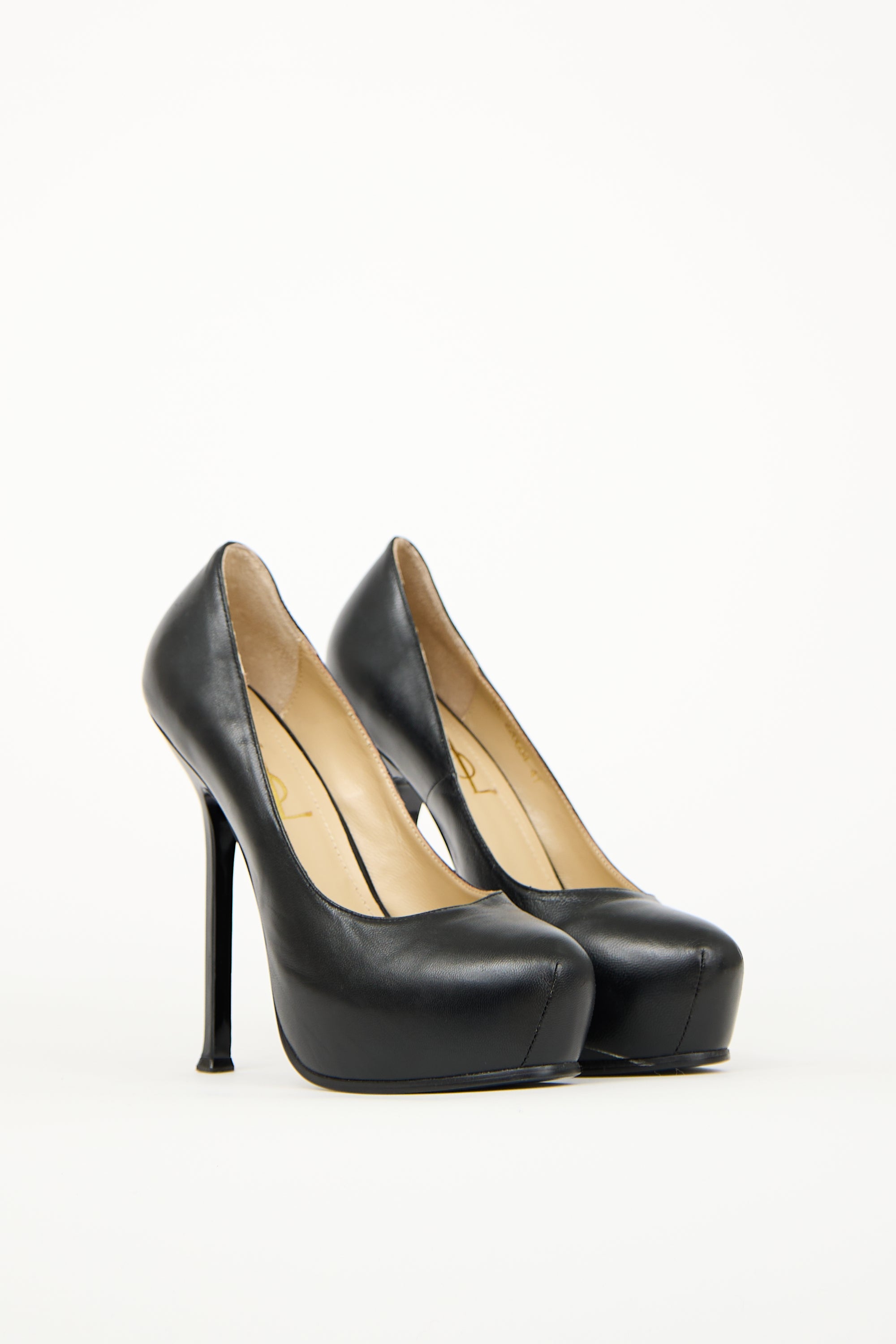 Saint Laurent Black Leather Tribtoo Platform Pump