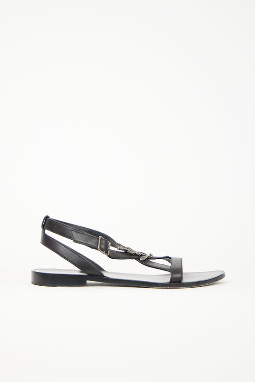 Saint Laurent Leather Cassandre Sandal