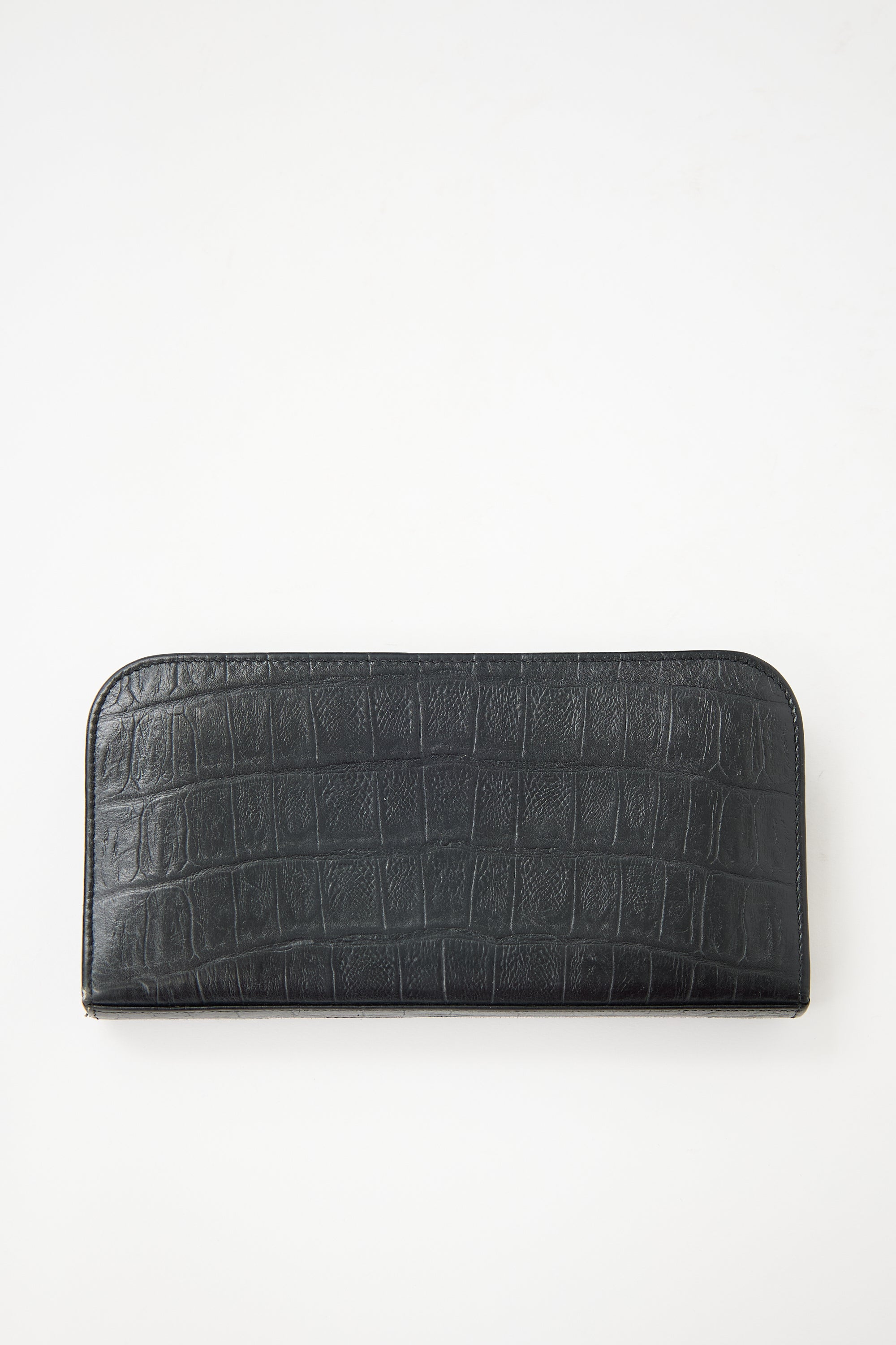 Saint Laurent Embossed Leather Zip Wallet