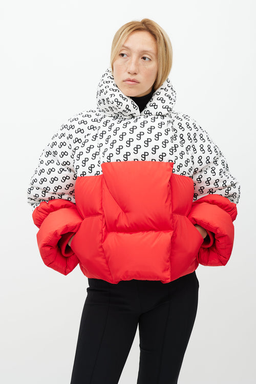Saks Potts Red & White Mono Puffer Jacket