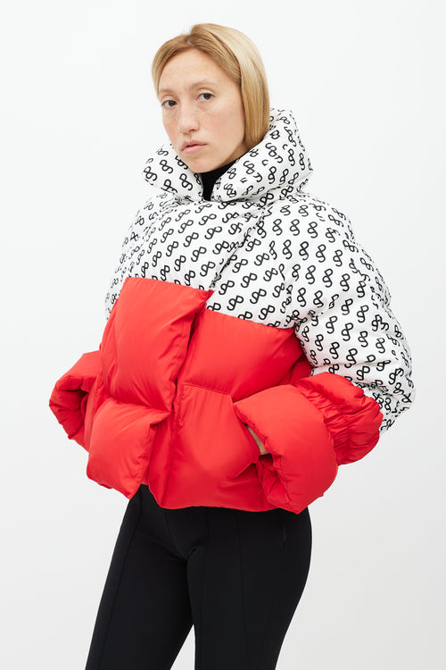 Saks Potts Red & White Mono Puffer Jacket