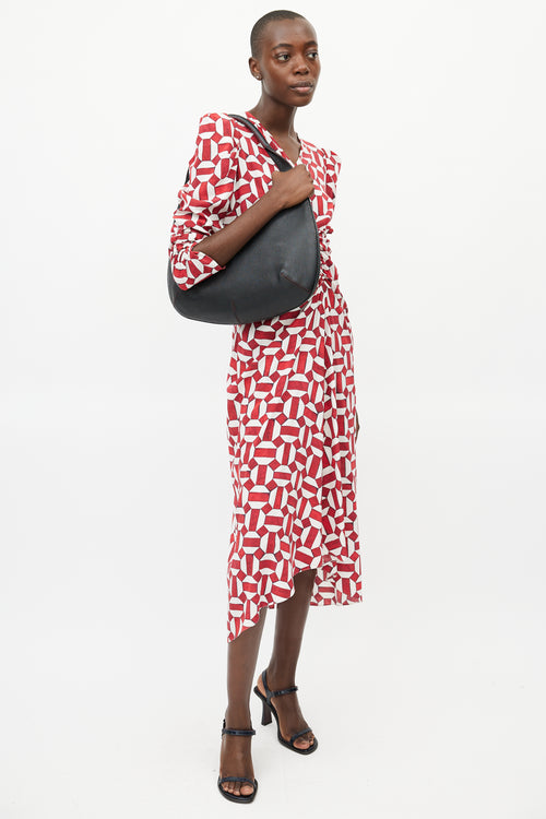Salvatore Ferragamo Black & Red Circular Leather Bag