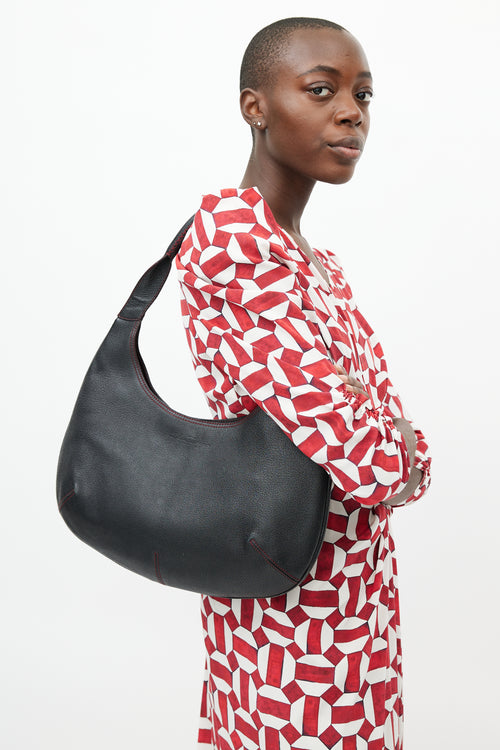 Salvatore Ferragamo Black & Red Circular Leather Bag