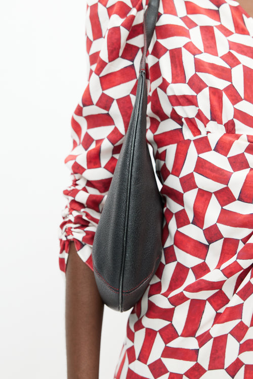 Salvatore Ferragamo Black & Red Circular Leather Bag