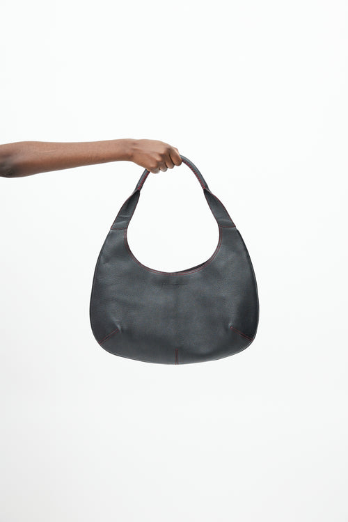 Salvatore Ferragamo Black & Red Circular Leather Bag