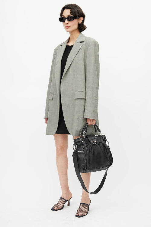Salvatore Ferragamo Black & Silver Gancini Shoulder Bag