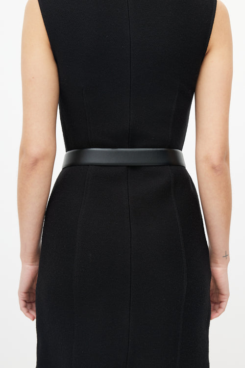 Salvatore Ferragamo Black & Silver Chainlink Logo Belt