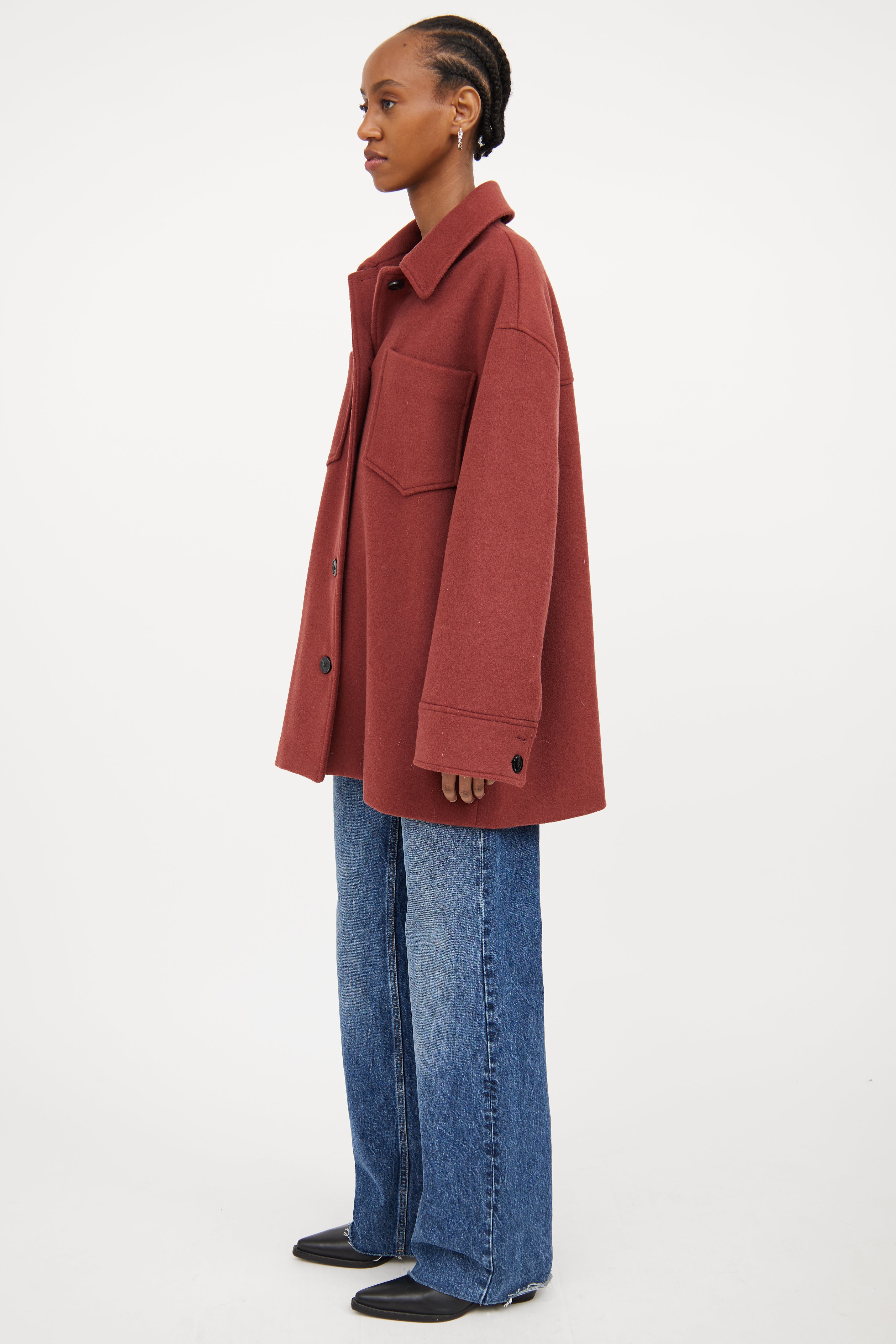 Brown Wool Shirt Jacket