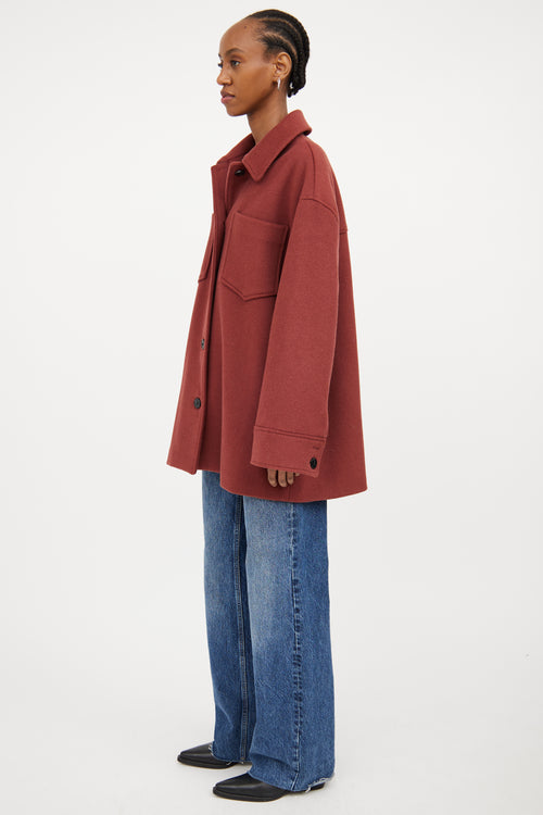 Brown Wool Shirt Jacket