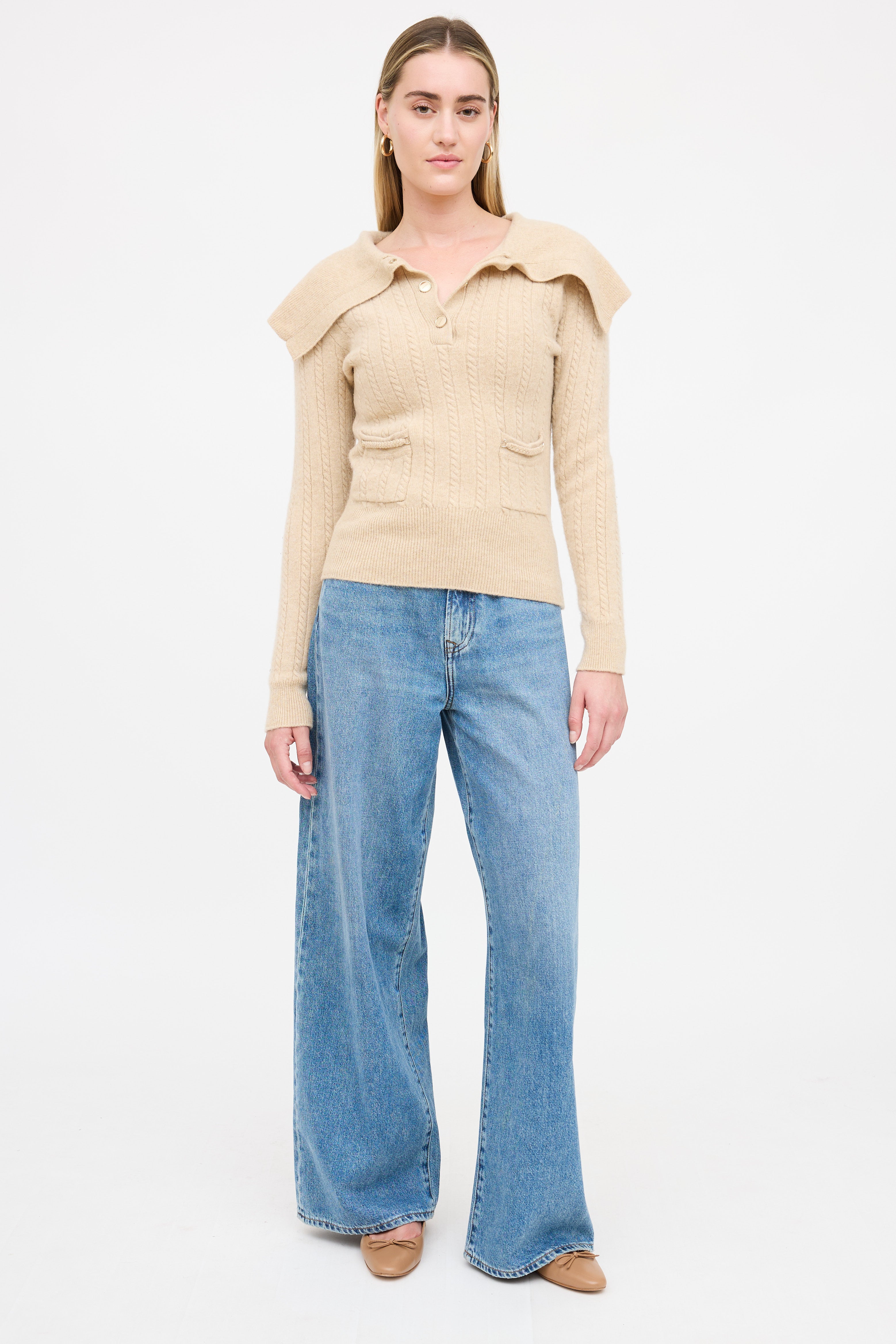 Sandro Wool Cable Knit Sweater