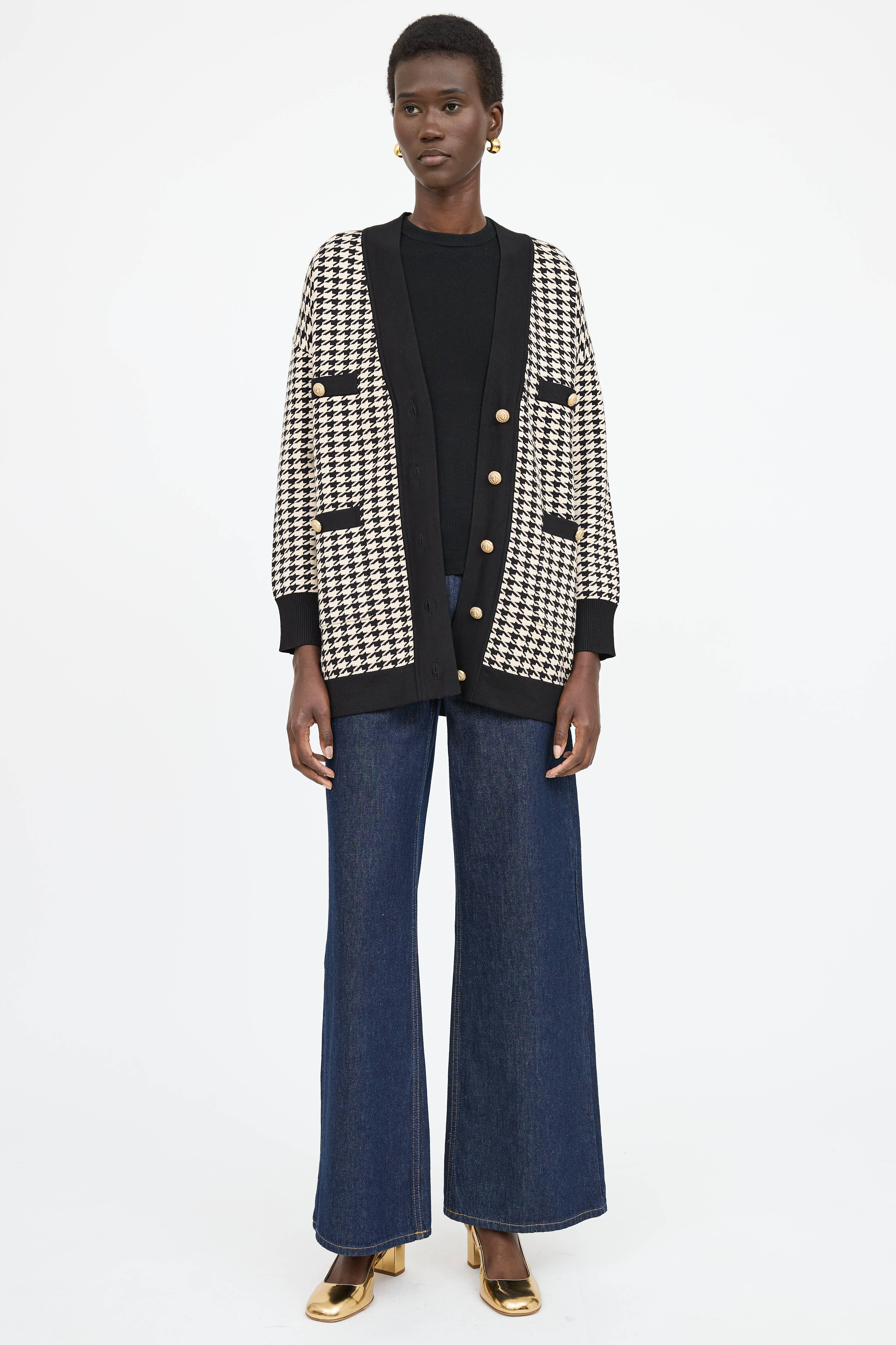 Sandro Houndstooth Button Cardigan