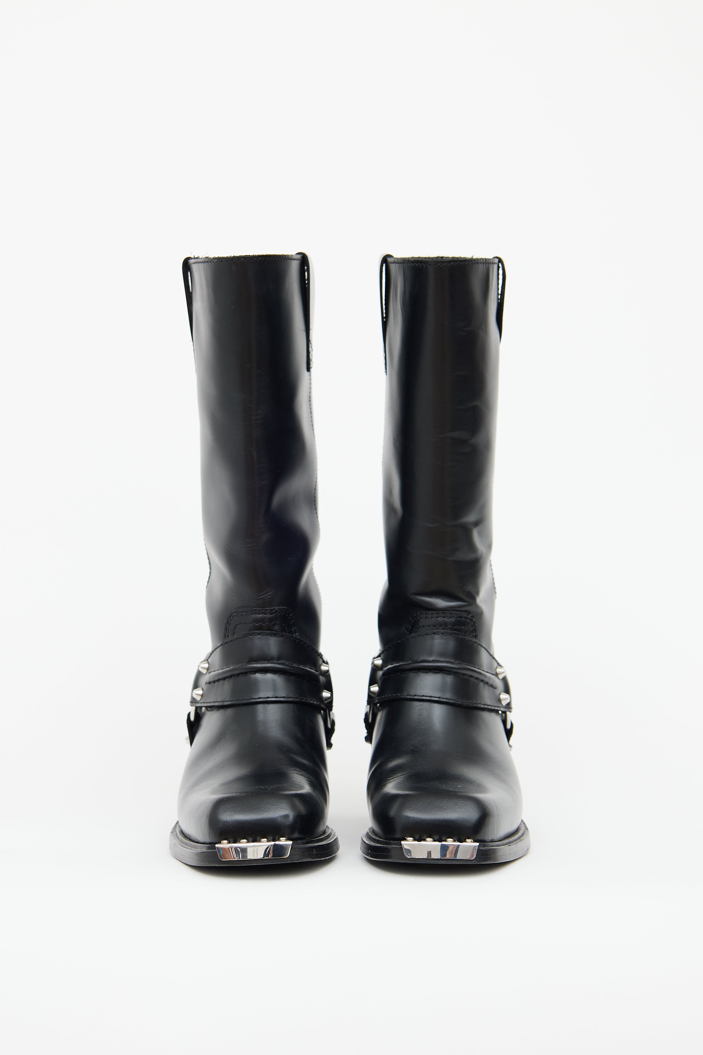 Black Leather Biker Boot
