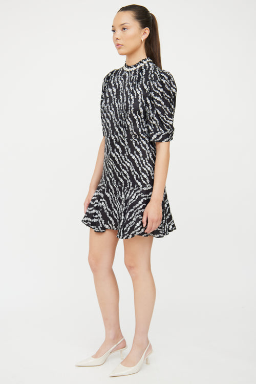 Sandro Black & White Pattern Silk Blend Dress