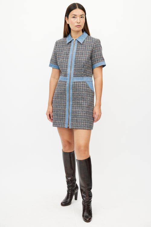 Sandro Blue & Multicolour Tweed Dress