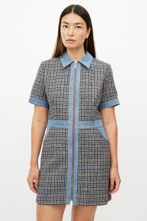 Sandro Blue & Multicolour Tweed Dress