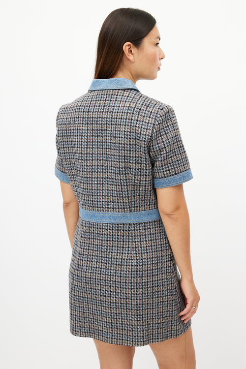 Sandro Blue & Multicolour Tweed Dress