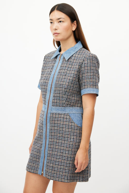 Sandro Blue & Multicolour Tweed Dress