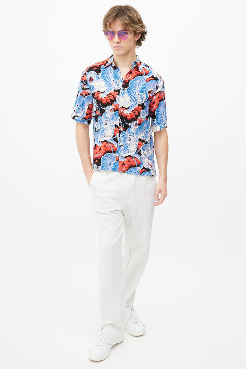 Sandro Blue & Red Print Shirt