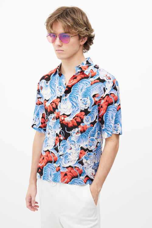 Sandro Blue & Red Print Shirt