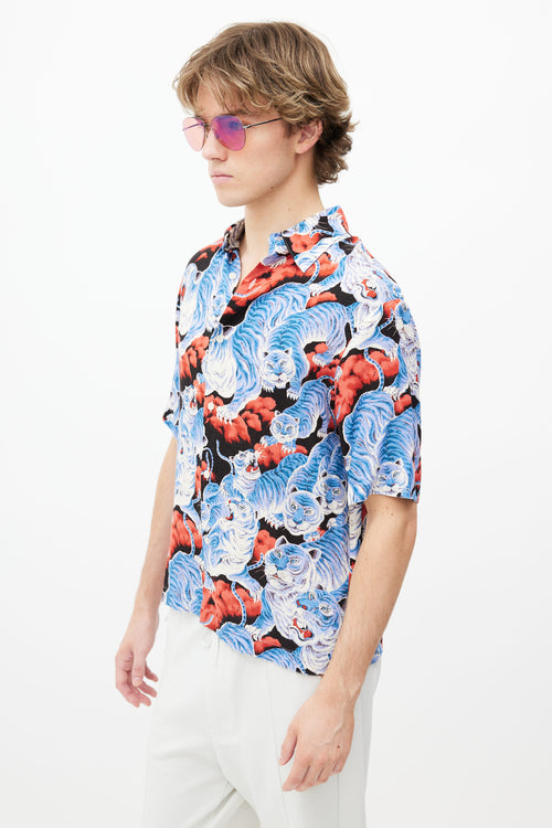 Sandro Blue & Red Print Shirt