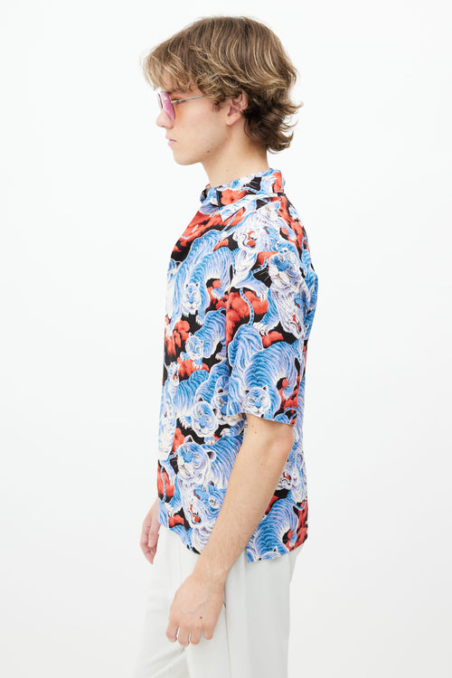 Sandro Blue & Red Print Shirt
