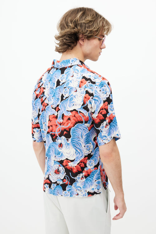 Sandro Blue & Red Print Shirt