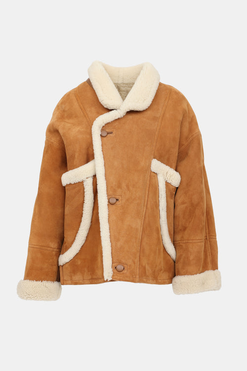 Sandro Asymmetrical Shearling Jacket