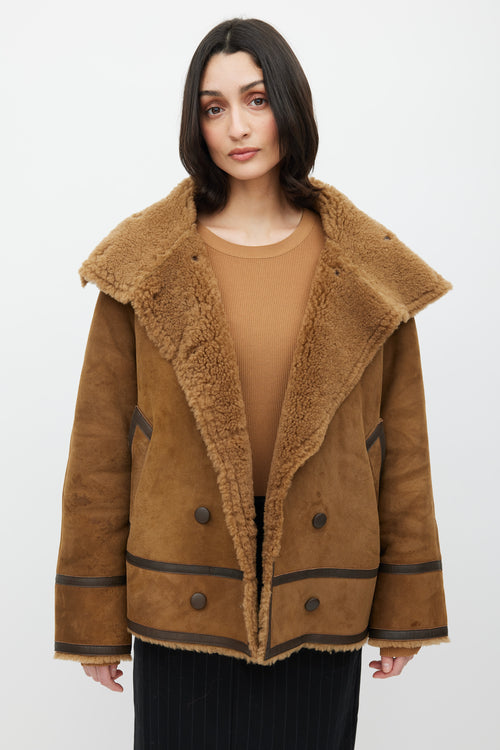 Sandro Brown Suede & Sherpa Jacket