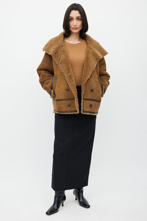 Sandro Brown Suede & Sherpa Jacket