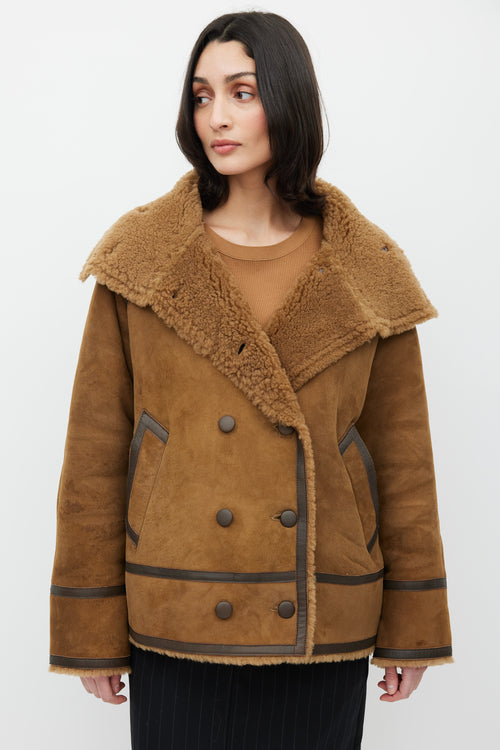 Sandro Brown Suede & Sherpa Jacket