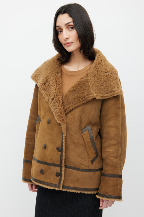 Sandro Brown Suede & Sherpa Jacket