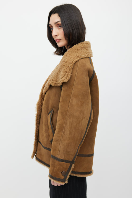 Sandro Brown Suede & Sherpa Jacket