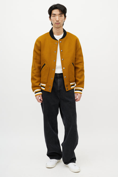 Sandro Brown & Multicolour Wool Striped Varsity Jacket