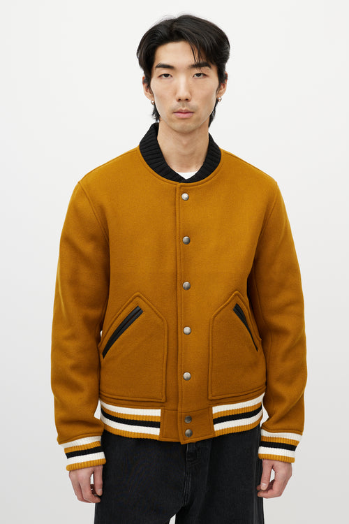 Sandro Brown & Multicolour Wool Striped Varsity Jacket