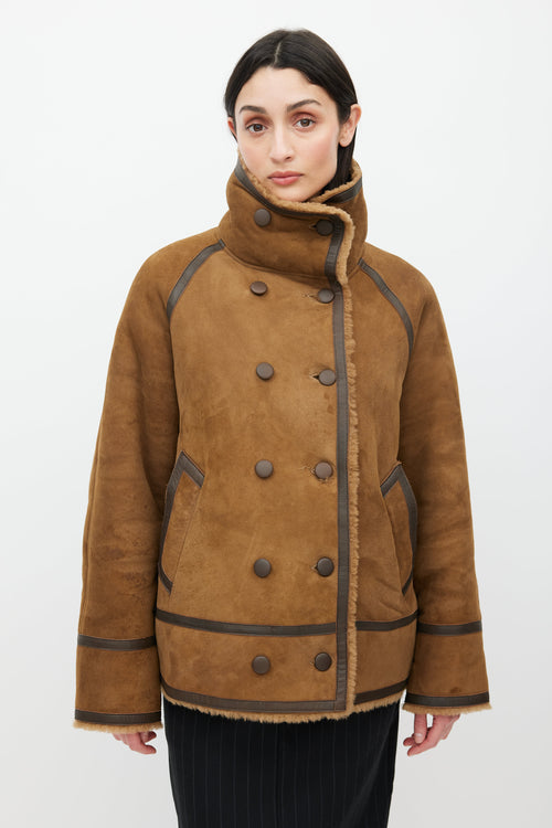 Sandro Brown Suede & Sherpa Jacket