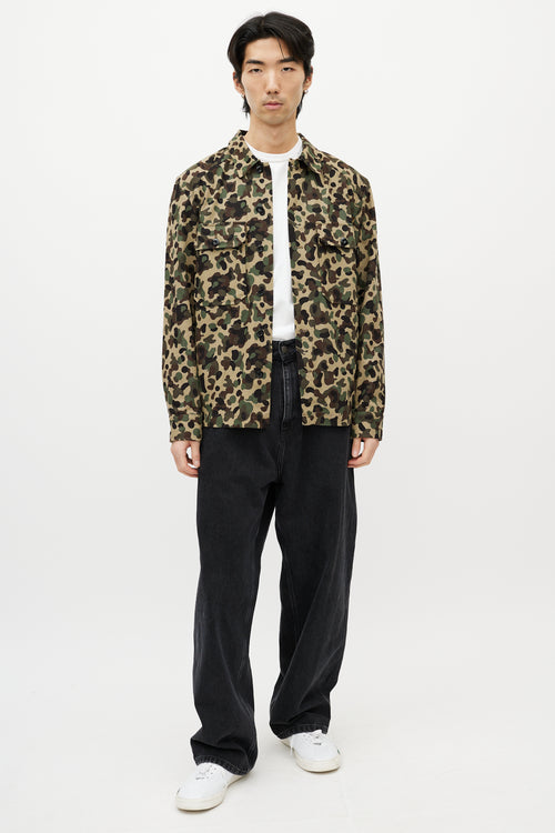Sandro Green & Multicolour Camo Shirt