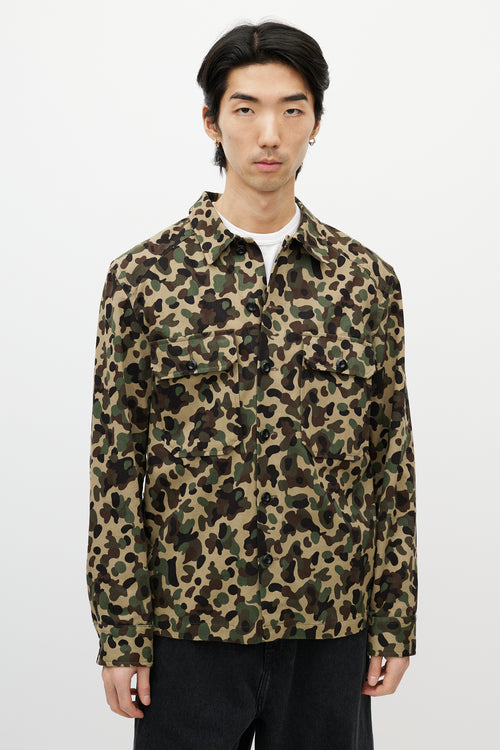 Sandro Green & Multicolour Camo Shirt