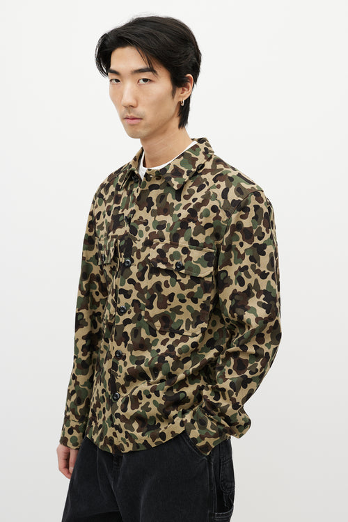 Sandro Green & Multicolour Camo Shirt