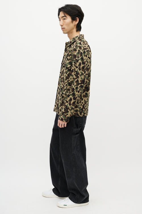 Sandro Green & Multicolour Camo Shirt