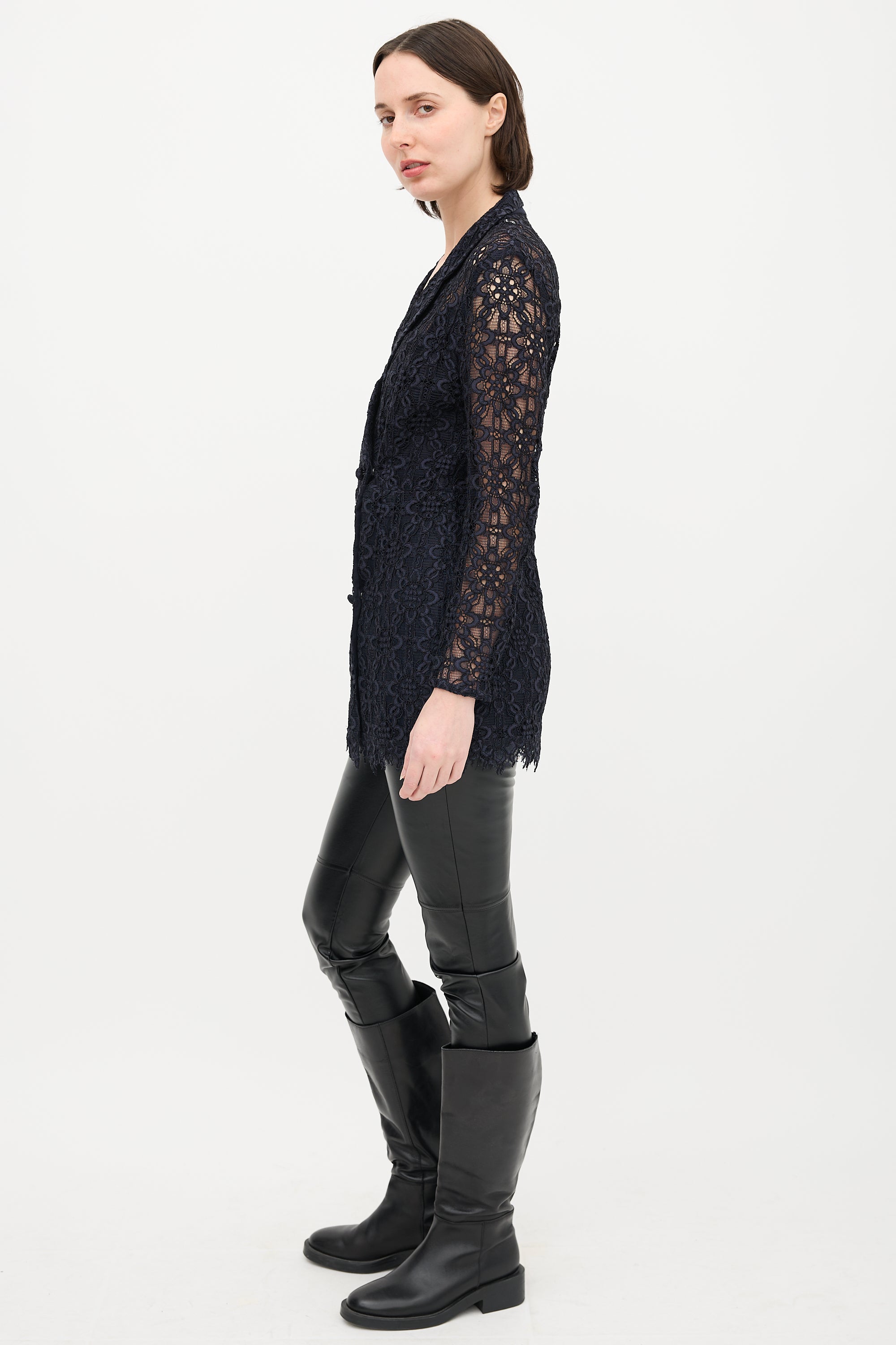 Sandro Lace Double Breasted Blazer