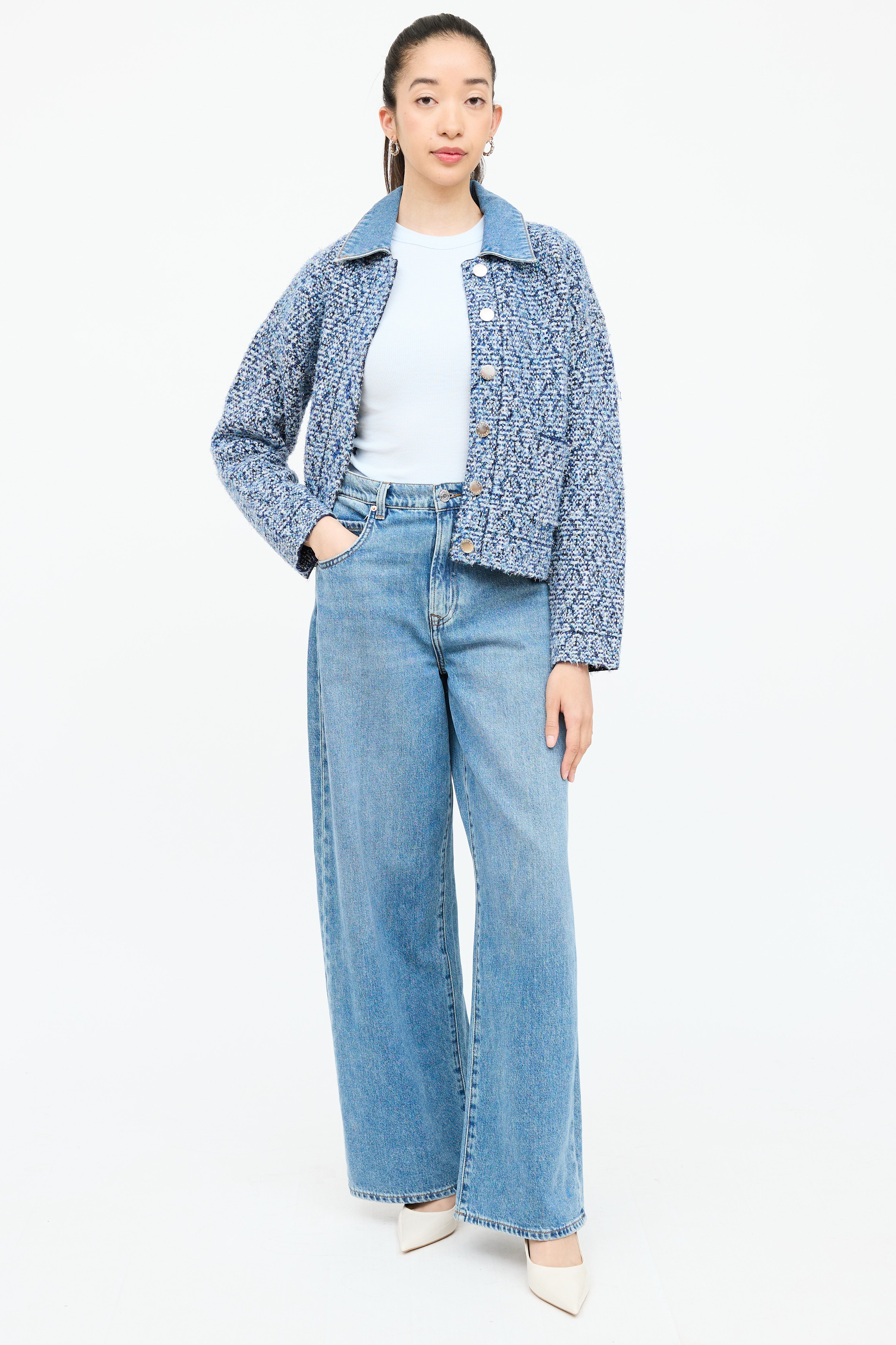 Sandro Tweed Sparkle Button Jacket