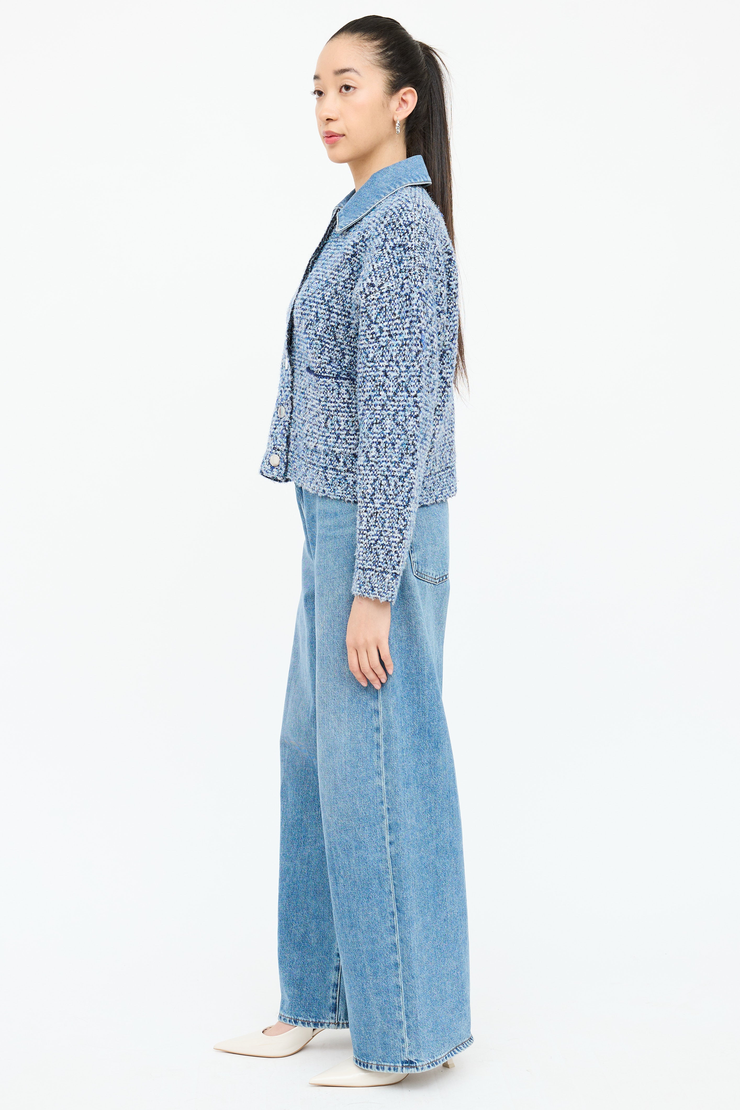 Sandro Tweed Sparkle Button Jacket