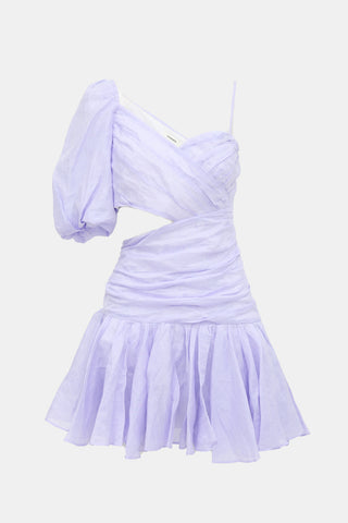 Sandro Linen One Shoulder Dress